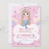 Baby Mermaid Stars Arc-en-ciel Invitation d'annive (Devant)