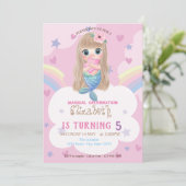 Baby Mermaid Stars Arc-en-ciel Invitation d'annive (Debout devant)
