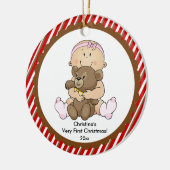 Baby met Beer Baby's Eerste kerstversiering Keramisch Ornament (Links)
