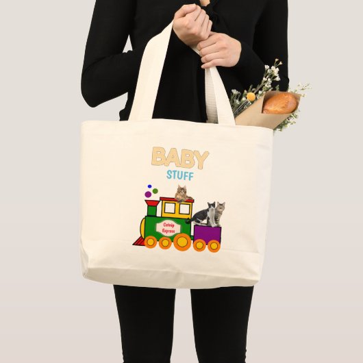 Baby met Choo-Choo-trein en katten Canvas tas (Voorkant (product))