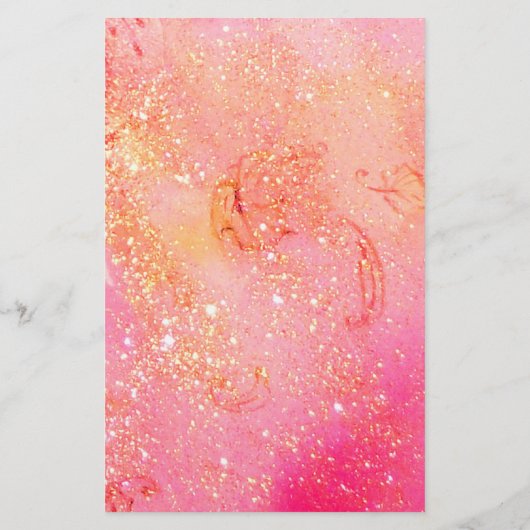 BABY MET DOVES IN SPARKLES, roze goud Briefpapier (Achterkant)