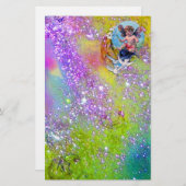 BABY MET DOVES IN SPARKLES, violet groen Briefpapier (Voorkant / Achterkant)