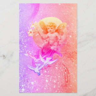 BABY MET DOVES PAARSE PINK SPARKLES Fantasy Briefpapier