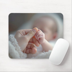 Baby met een volwassen hand muismat