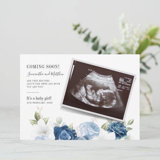 Baby met flessen Zwangerschap onthullen Aankondiging (Staand voorkant)