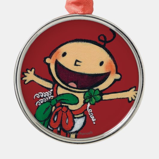 Baby met kerstcadeautjes metalen ornament (Voorkant)