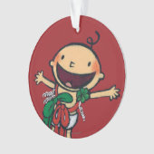 Baby met kerstcadeautjes ornament (voorkant)