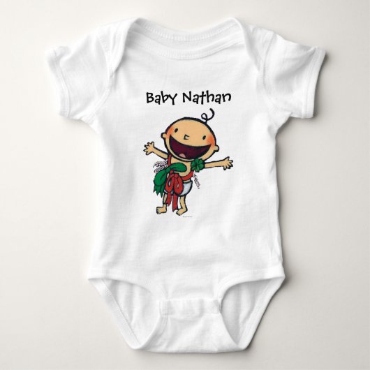 Baby met kerstcadeautjes romper (Voorkant)