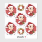 Baby met kerstpet cartoon sticker (Vel)