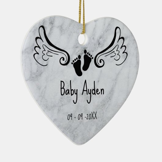 Baby met naam en datum keramisch ornament (Rechts)