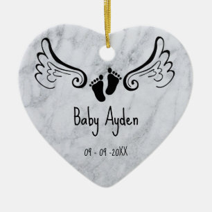 Baby met naam en datum keramisch ornament