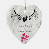 Baby met naam en datum keramisch ornament (Rechts)