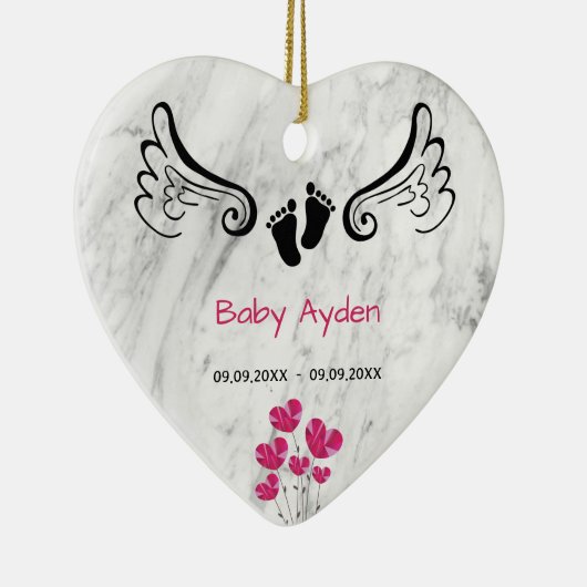 Baby met naam en datum keramisch ornament (Rechts)