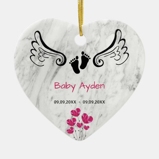 Baby met naam en datum keramisch ornament (Voorkant)
