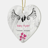 Baby met naam en datum keramisch ornament (Links)