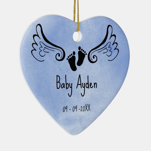 Baby met naam en datum keramisch ornament (Rechts)