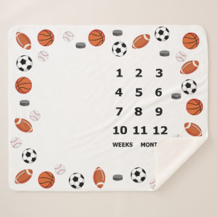 Baby Mijlestone Blanket Sportontwerp Sherpa Deken