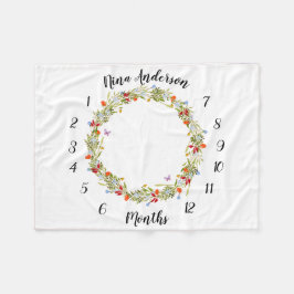 baby mijlpaal deken met veldbloemen en vlindertjes