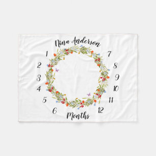 baby mijlpaal deken met veldbloemen en vlindertjes