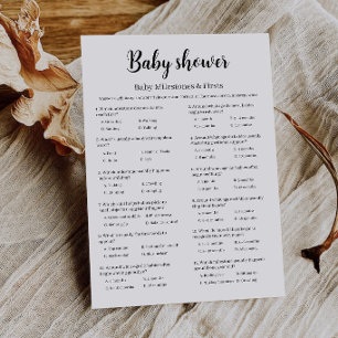 Baby mijlpalen en eerste keren baby shower spel, kaart
