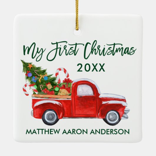 Baby Mijn eerste kerstboomsnoepjes met bomen Keramisch Ornament (Achterkant)