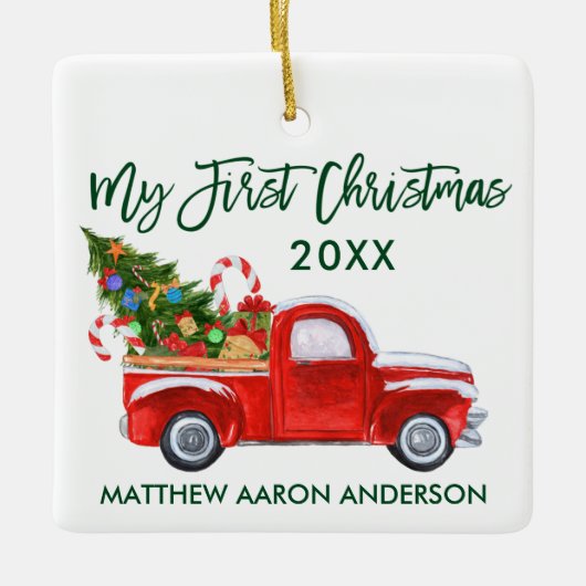 Baby Mijn eerste kerstboomsnoepjes met bomen Keramisch Ornament (Voorkant)