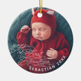 Baby Mijn Eerste Kerstmis Aangepaste Tekst Foto El Keramisch Ornament