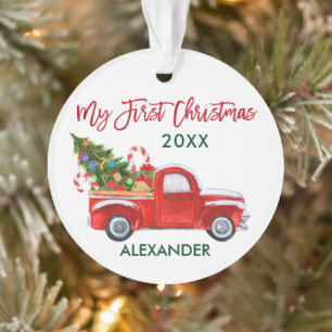 Baby Mijn eerste Kerstmis Candy Canes Rode Vrachtw Ornament