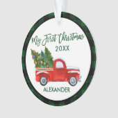 Baby Mijn eerste Kerstmis  Truck Green Pset Ornament (voorkant)