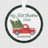 Baby Mijn eerste Kerstmis  Truck Green Pset Ornament (voorkant)