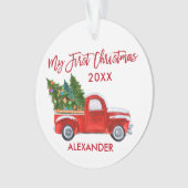 Baby Mijn eerste Kerstmis  Truck Red Ornament (voorkant)