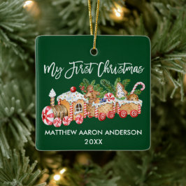 Baby Mijn eerste kerstontbijtontbijt Groen Keramisch Ornament