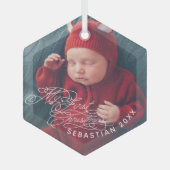 Baby Mijn eerste kersttekst Aangepaste tekst Foto  Glas Ornament (Voorkant)