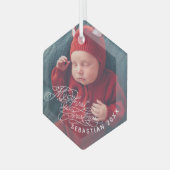 Baby Mijn eerste kersttekst Aangepaste tekst Foto  Glas Ornament (Voorkant links)
