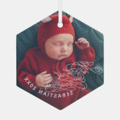 Baby Mijn eerste kersttekst Aangepaste tekst Foto  Glas Ornament (Achterkant)