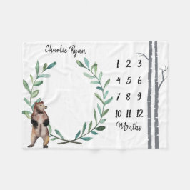 Baby milestone Blanket Beer Wreath and Birch Trees Fleece Deken