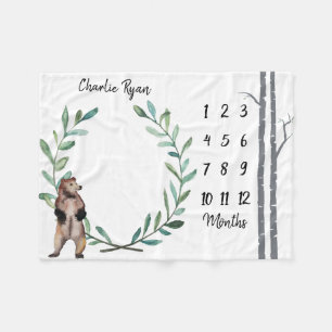 Baby milestone Blanket Beer Wreath and Birch Trees Fleece Deken