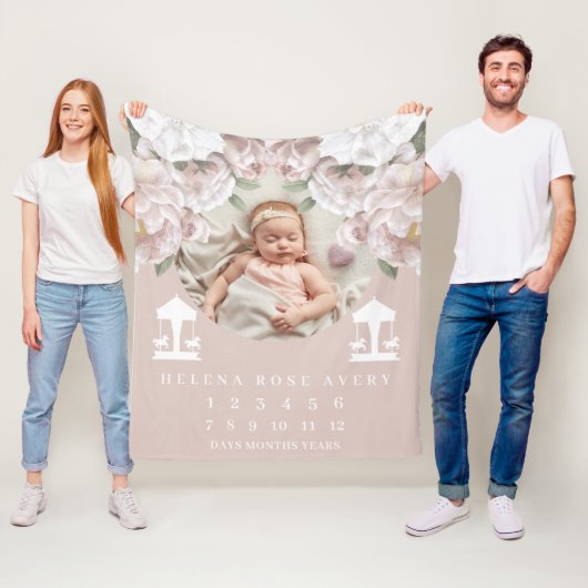 Baby Milestone Blanket Carousel Fleece Deken (In situ)