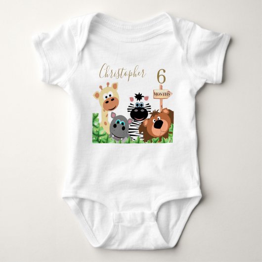 Baby Milestone Editable Month Specialized Zoo Romper (Voorkant)
