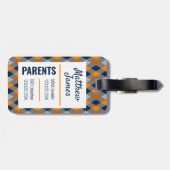 Baby Miner Oranje Navy Argyle Pattern Bag Label Bagagelabel (Achterkant horizontaal)
