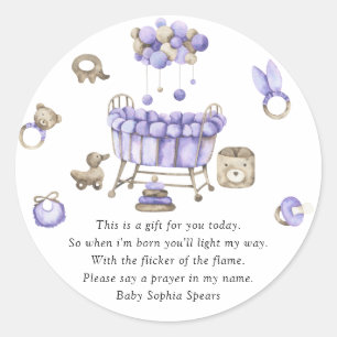 Baby mobiel - gebedskaarslabel ronde sticker