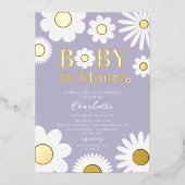 Baby Moderne En Fleur Baby shower Foil Invitation (Recto)