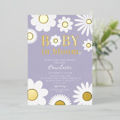 Baby Moderne En Fleur Baby shower Foil Invitation (Debout devant)