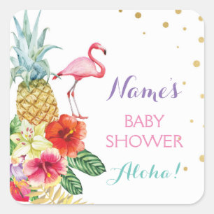 Baby Moeder Douche Aloha Flamingo Tiki Stickers La