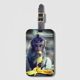 Baby Monkey eet banaan Bagagelabel