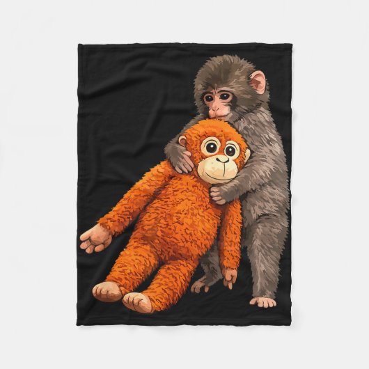 Baby monkey punch hugging  fleece deken (Voorkant)