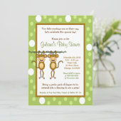 Baby Monkey TWINS 5x7 Baby Shower Invitations (Debout devant)