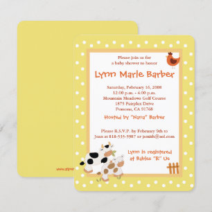 Baby Moo Koe Boerderij Gele Baby shower Geel Kaart