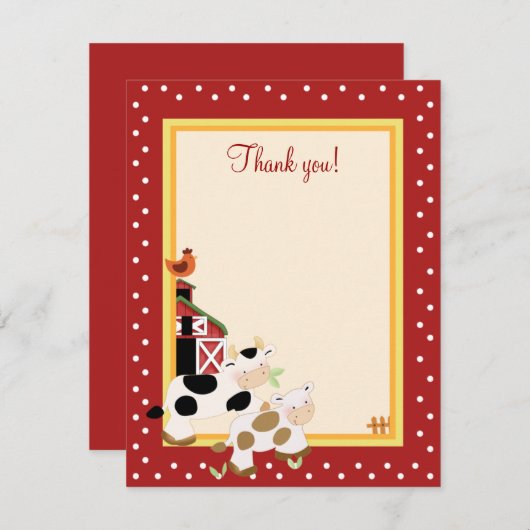 BABY MOO-KOE (rood) 4x5 flat - Dank u wel Notitiekaartje (Voorkant / Achterkant)