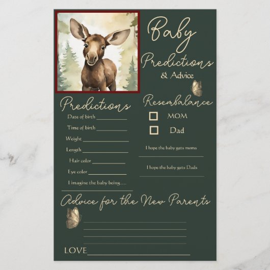 Baby Moose Baby Predictions Carte de conseil (Devant)